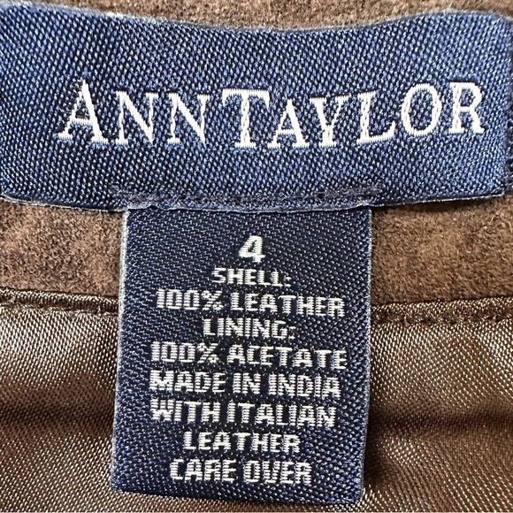 Ann Taylor Vintage Brown Italian Suede Floral Embroidered Skirt - Picture 6 of 8